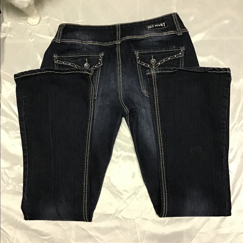 Red Rivet Jeans - Picture 3 of 7
